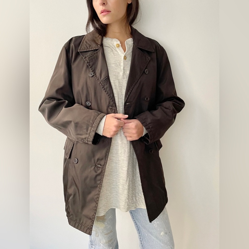 Retail $695 St John Collection Lambskin Leather Double Breasted Collared Jacket